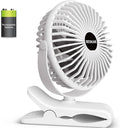 BESKAR Portable Clip on Fan Rechargeable, 4 Speeds Small Battery Operated Fans, USB Desk Fan with Strong Airflow, Sturdy Clamp Fans for Golf Cart Office Outdoor Travel Camping