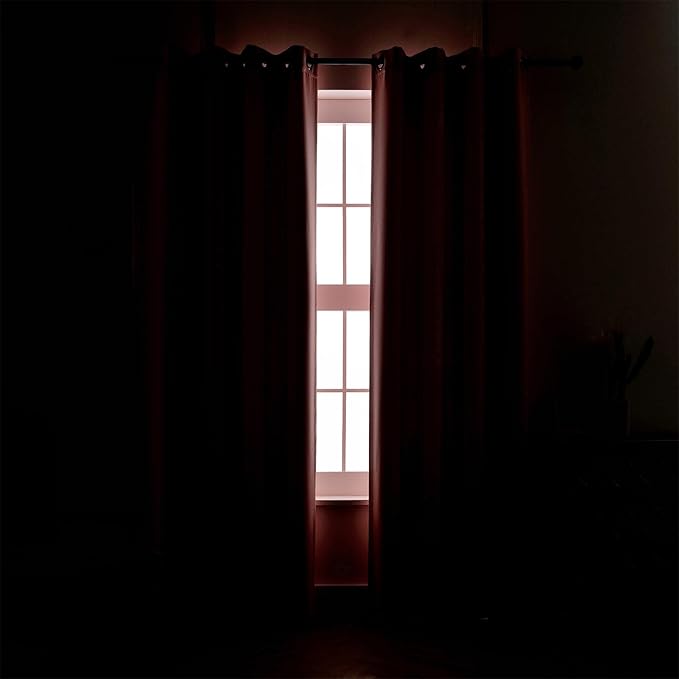 MIUCO Room Darkening Soild Grommet Blackout Curtains Panels for Nursery Window Curtains Set of 2 52x95 Inch Pink, Bonus 2 Tie Backs Included