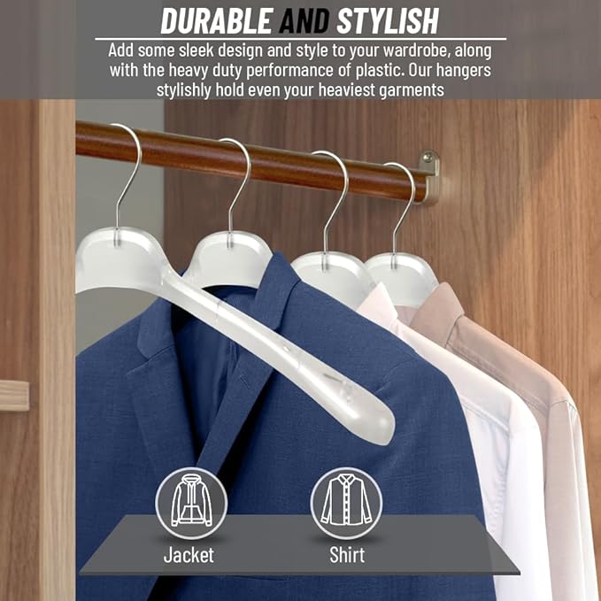 All Hung Up Hangers Plastic Coat Hangers, Clothes Hangers (Smokey Clear, 36pk)