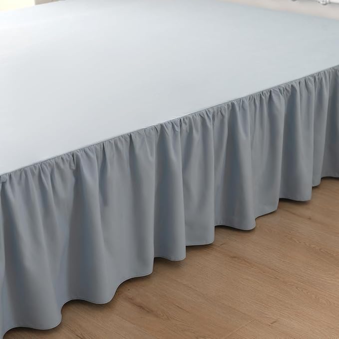 Bed Skirt King Size Ruffled Bed Skirt with Split Corners, 18 Inch Drop Dust Ruffle Bed Skirts with Platform, Gathered Style, 100% Microfiber, Grayish Blue