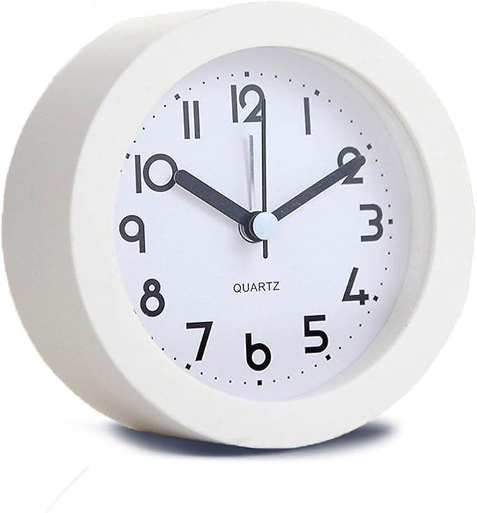 Alarm Clock with Backlight, 4 Inches White Desk Clock (White)