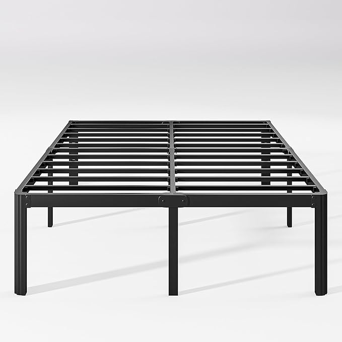 Hunlostten 16" High King Bed Frame No Box Spring Needed, Heavy Duty King Platform Bed Frame with Round Corners, Easy Assembly, Noise Free, Black
