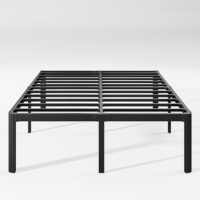 Hunlostten 16" High Heavy Duty California King Bed Frames No Box Spring Needed, Metal Platform Cal King Bed Frame with Round Corners, Easy Assembly, Noise Free, Black