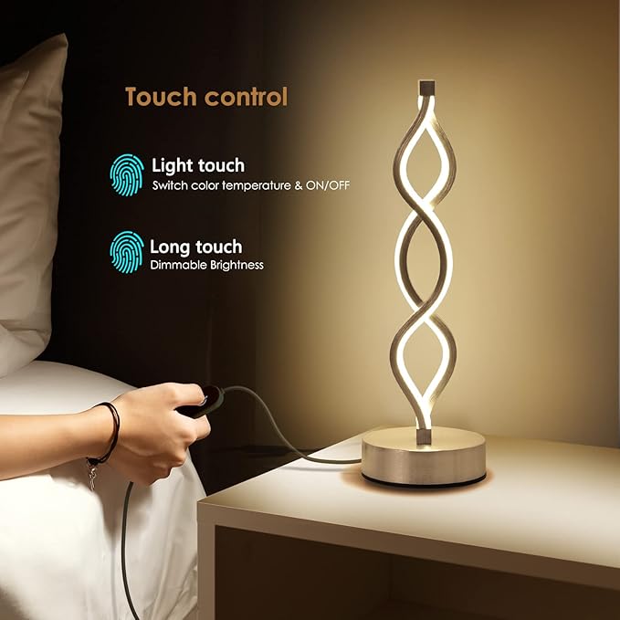 NUÜR Silver Lamps for Bedrooms Set of 2, Small Table Lamp, 3 Colour Temperature, 15.8 Inch Height, Bedsides Lamps for Living Room