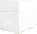 HIG Off-White Chic Full Bed Skirt - Easy Fit Scallop Edge Pleated Bedskirts, 14 Inch Drop Anti-Slip Dust Ruffle, Thick Fabric for Enhanced Privacy, Pre-Washed for Long-Lasting Use(N60022)