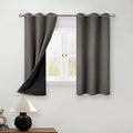 BGment Short 100% Blackout Curtains for Bedroom, Thermal Insulated Energy Efficiency Noise Reducing Grommet Curtains 45 Inch Length with Liner for Small Window 2 Panels Each 42 Inch Wide, Grey