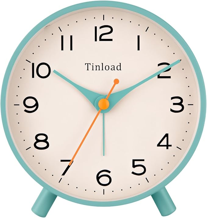 4.5" Antique Retro Analog Alarm Clock, Small Silent Bedside Desk Clock,Lighted on Demand, Battery Operated, Snooze, for Living Room, Bedroom, Bedside(Green)