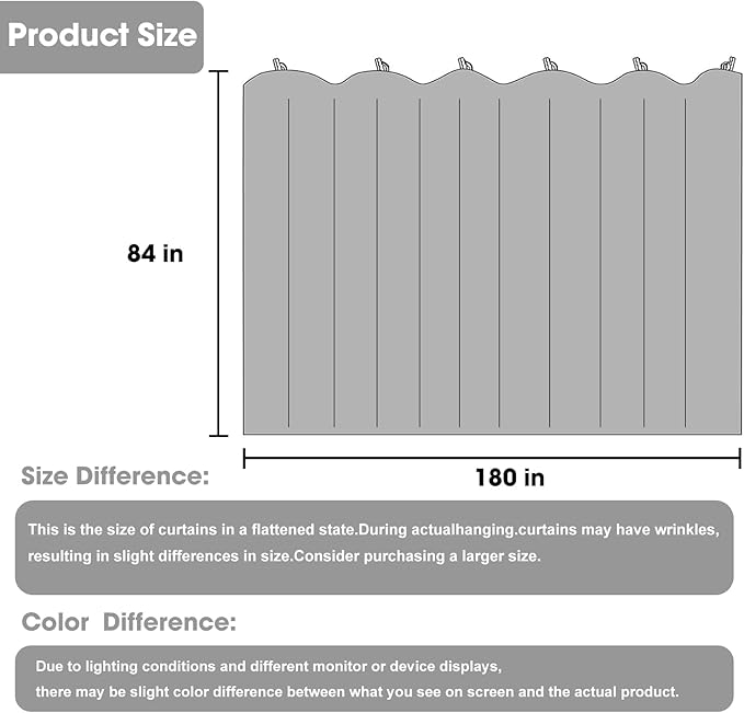 Room Divider Blackout Curtain Track Curtains Wall Dividers Panels Screen for Living Rooms Bedroom Office Privacy Partition Separation, W180 × L84 Inch,1 Panel, Light Grey