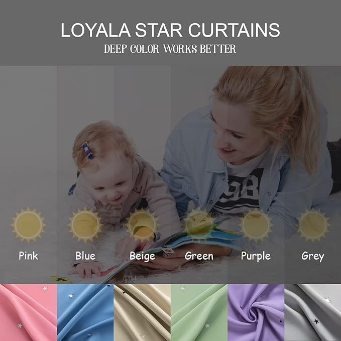 Star Double Layer Blackout Curtains for Bedroom & Kids, Cute, 72 Inches Long, 2 Panels Set, Pink, 42 X 72 Inches