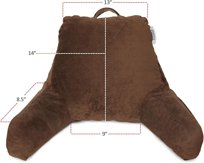 Nestl Reading Pillow for Kids & Teens with Shredded Memory Foam, Backrest Pillows for Reading, Watching, and Gaming, Use on the Couch, Bed, or Floor Adjustable Support, Washable Cover, Chocolate Brown