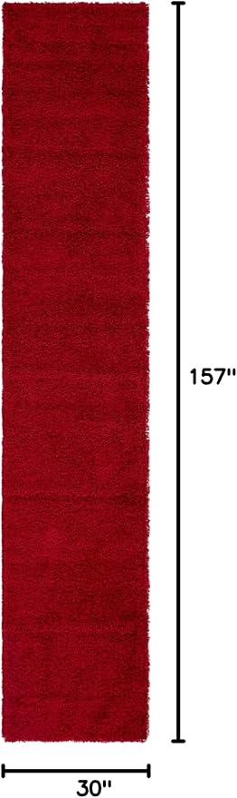 Unique Loom Solid Shag Collection Area Rug (2' 6" x 13' 1" Runner, Cherry Red)