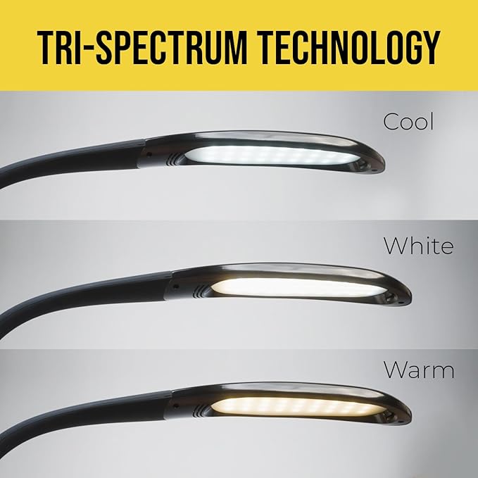 Stella Edge Premium 10W LED Desk Clamp Task Lamp-Black-Adjustable Dimmable Low Vision Natural Table Light - Bright Macular Degeneration Aid Lighting - Hobby, Crafting, Sewing, Artist, Reading, Office