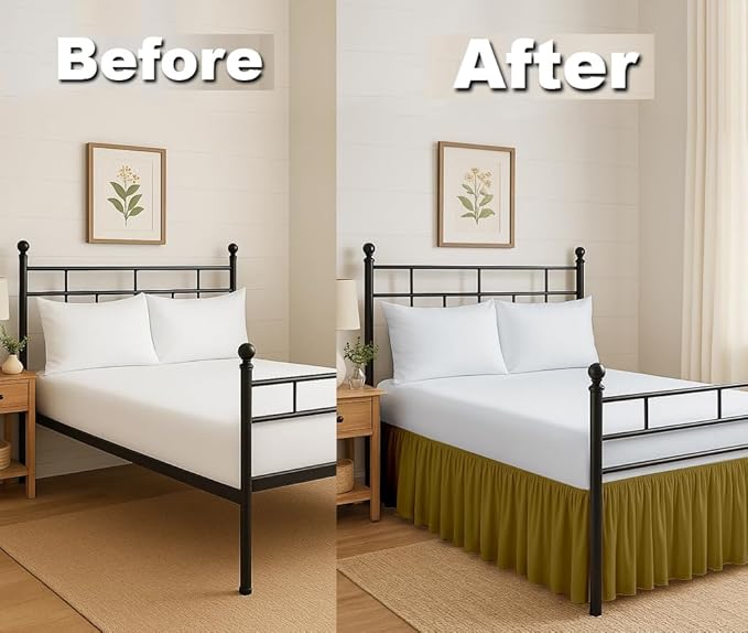 Ruffled Bed Skirt Split Corners with Platform, Tailored Fit Hotel Quality Wrinkle Free Ultra-Soft Microfiber Dust Ruffle, Upto 16 Inch Drop, Twin XL, Taupe