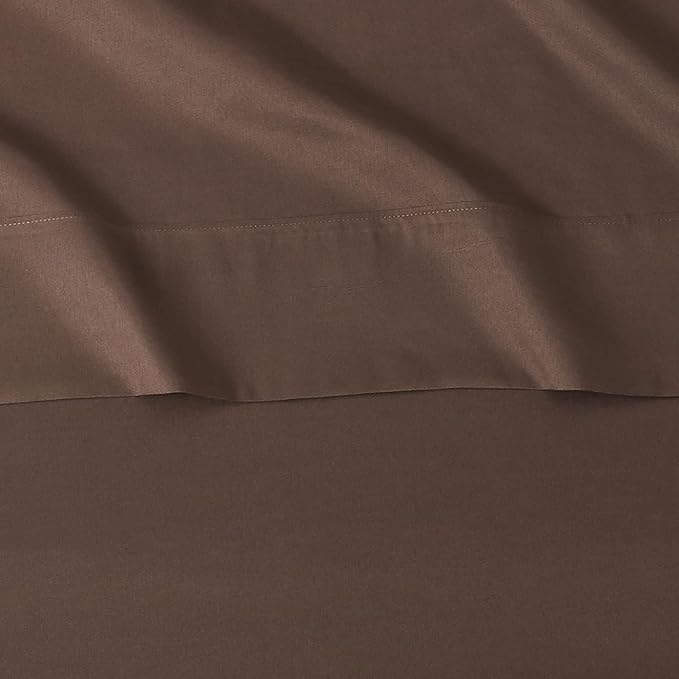 Amazon Basics Lightweight Super Soft Easy Care Wrinkle Free Microfiber 3 Piece Bed Sheet Set with 14-Inch Deep Pockets, Twin, Chocolate, Solid, Kids, Men & Women Bedding
