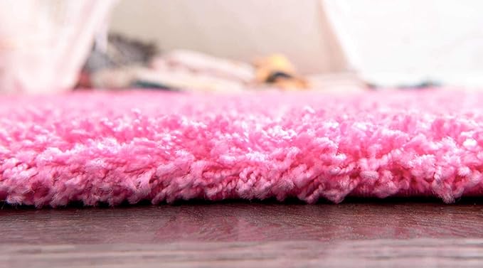 Unique Loom Solid Shag Collection Area Rug (2' 6" x 13' 1" Runner, Taffy Pink)
