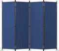 Room Divider, 4 Panel Folding Privacy Screen, 88” Portable Separating with 3 Metal Feet, Partition Room Dividers, Lightweight Freestanding Wall Divider Screen for Office Bedroom Hospital(Blue)