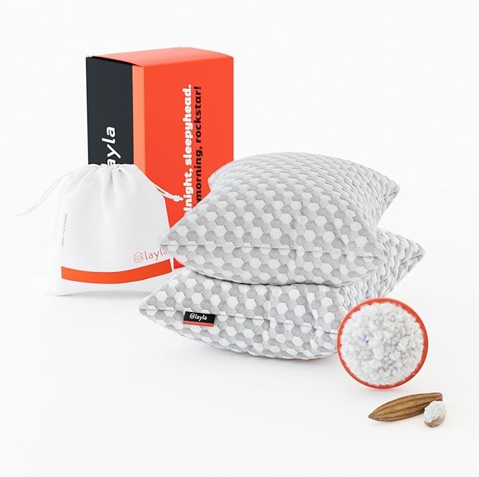Layla Sleep Adjustable Fill Kapok Pillow, 2pack of The Luxurious Cooling Pillow, King, Supportive for Head and Neck, Fully Adjustable, Natural Material That is Light and Airy.