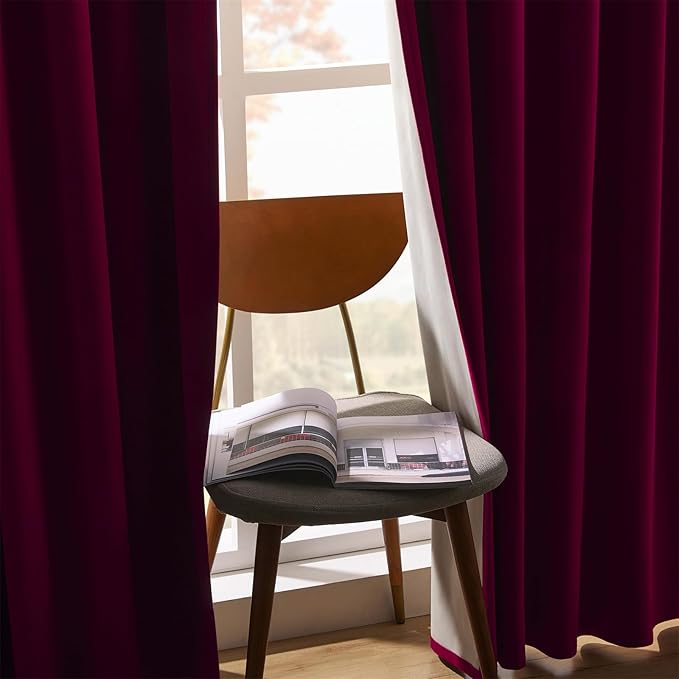 Joydeco Customized Curtains, 100% Blackout Curtains for Bedroom and Living Room, Heavy Duty Luxury Thermal Insulated Red Velvet Curtains Rod Pocket & Back Tab 1 Panel, Custom Size