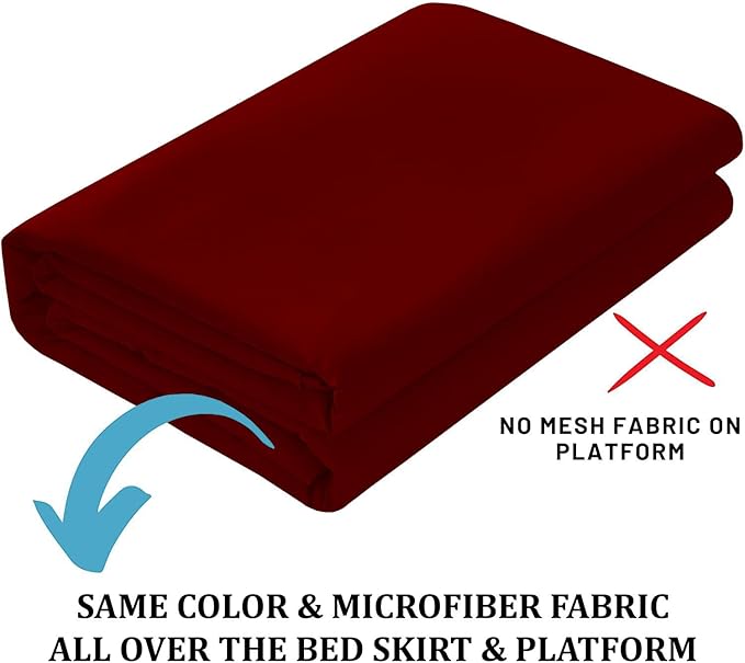 Ruffled Bed Skirt with Split Corners, Burgundy, Twin 12 Inch Drop Bedskirt, Hotel Quality Brushed Microfiber Wrinkle Free Dust Ruffle Bed Skirt Twin Size