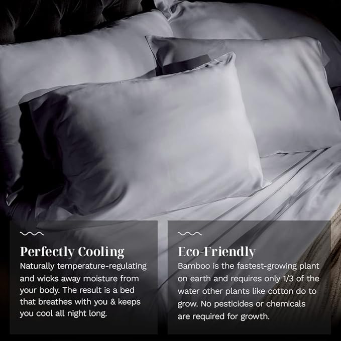 LUXOME Luxury Sheet Set | 100% Rayon (Viscose) from Bamboo | Twin Size - Stone | Deep Pockets | 3-Piece Set (Fitted, Flat, Pillowcase)