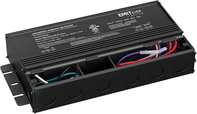 EMITEVER Dimmable Led Driver, 500W AC 110V-277V to DC 24V Transformer, 5-in-1 Dimming: ELV/MLV/TRIAC / 0-10V / 1-10V / 10V PWM/Potentiometer, Waterproof IP67 and UL Listed