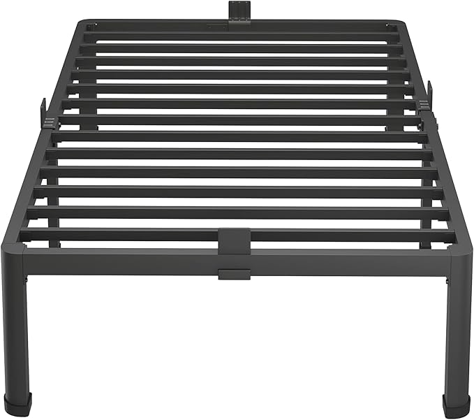 MAF 18 Inch Twin XL Bed Frames with Round Corner Legs Mattress Slide Stopper No Box Spring Needed Heavy Duty Metal Platform Bed Frame Under-Bed Storage Space, 3000 LBS Steel Slats Support