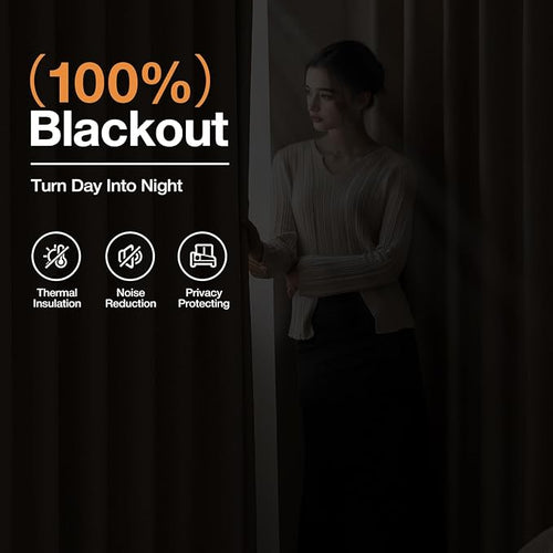 100% Blackout Grommet Linen Curtains for Living Room, Linen-Look Textured Full Light Blocking Room Darkening Thermal Insulated Drapes for Bedroom 2 Panels (W52xL92, Taupe)