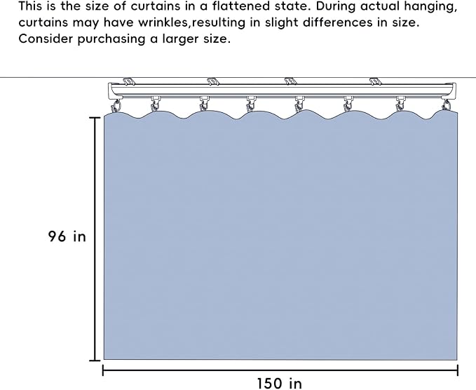 Room Divider Ceiling Mounted Curtains Track Sets Extra Wide Blackout Curtain Flexible Tracks for Bedroom Privacy Partition Separator, 1 Panel Grey Drape and White Rail, W12.5 x H8ft