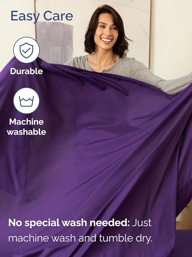 Extra Deep Full Sheet Set - 6 Piece Breathable and Cooling Sheets - Hotel Luxury Bed Sheets Set - Easy & Secure Fit - Soft, Wrinkle Free and Comfy Sheets Set - Purple Sheet Set with Extra Deep Pockets