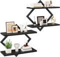 IBUYKE Floating Shelves,15 Inch Wall Shelf Set of 2,Wall Mounted Shelves,2 Tier Hanging Decorative Storage Shelf for Living Room, Bedroom, Bathroom, Kitchen TFS003B-2