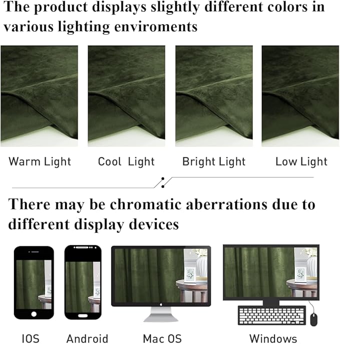StangH Moss Green Curtains for Living Room Cozy Thermal Insulated Privacy Drapes for Bedroom, Soft Velvet Noise Reducing Curtains Christmas Decor, W52 x L100, 2 Panels
