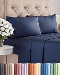 Twin XL 4 Piece Sheet Set - Cooling, Comfy & Breathable - Hotel Luxury Bedding, Includes Fitted Sheet for Women, Men, Kids & Teens - 1 Flat, 1 Fitted Sheet, 2 Pillowcases w/Deep Pockets - Navy Blue