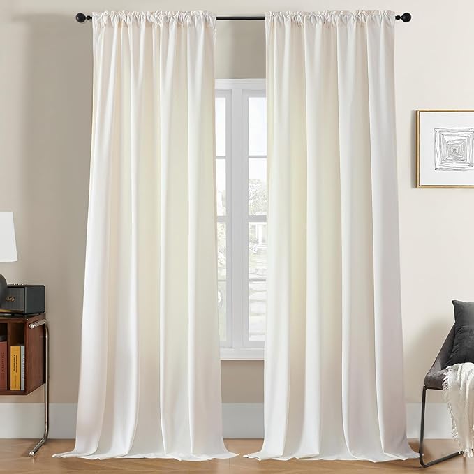Joydeco Customized Velvet Curtains for Bedroom and Living Room, Heavy Duty Luxury Thermal Insulated White Velvet Curtains Rod Pocket 1 Panel, Custom Size