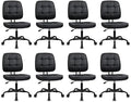 CLATINA Armless Home Office Chair with Lumbar Support and Wheels, Small PU Leather Ergonomic Low Back Desk Chairs No Arms, Adjustable Height 360° Swivel Rolling Computer Task Chair, Black, 8 Pack
