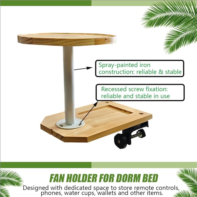 PoolTechX Fan Holder for Dorm Bed, Wooden Clamp Fan Holder for Woozoo Fan,Fit Bunk & Lofted Bed, College Dorm Essentials