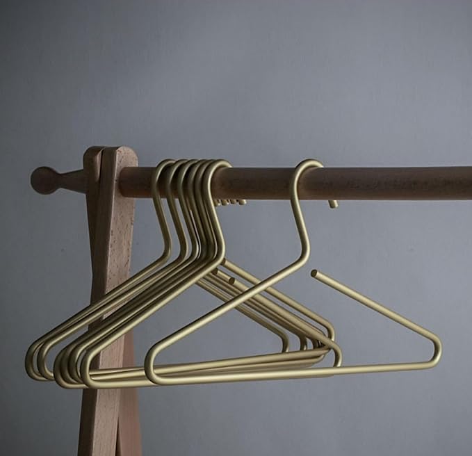Premium Matte Gold Aluminum Coat Hangers 10 Piece Set, 16.5” Extra Smooth & Durable Metal Shirt Dress Hanger,Aluminum Alloy Hanger,Clothing Support,Clothing Hang