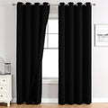 ChrisDowa 100% Blackout Curtains 80 inch Long for Bedroom with Black Liner, 2 Thick Layers Total Blackout Thermal Insulated Grommet Window Curtains 2 Panels Set (Black, 52 x 80 Inch)