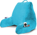 Nestl Reading Pillow with Shredded Memory Foam, Designed for Sitting Up in Bed and Couch, Back and Arms Adjustable Support for Adult & Teens Backrest Pillows for Reading, Washable Cover, Bright Blue