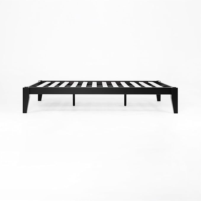 Thor Premium Solid Wood Bed Frame Twin XL, Platform Bed, Japanese Joinery Bed Frame, Wood Slat Support, No Box Spring Needed, Easy Assembly, Minimalist & Modern Style (Midnight Charcoal)