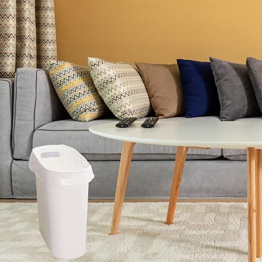 ROYFACC Small Trash Can Plastic Bathroom Wastebasket 3.2 Gallon Slim Garbage Container Bin with Handle for Home Kitchen Bathroom Bedroom Office, 2 Pack (White)