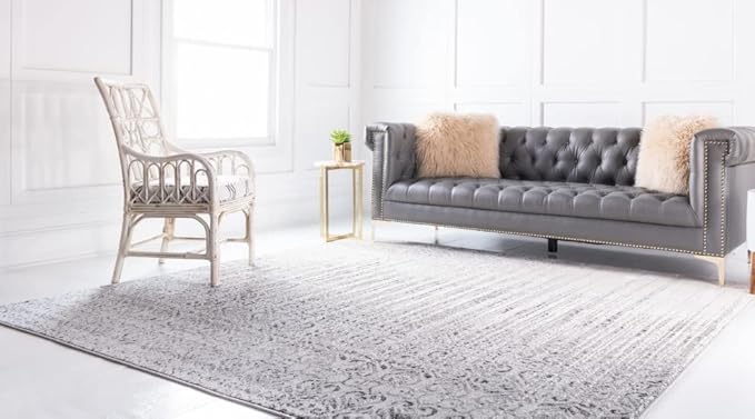 Unique Loom Del Mar Collection Area Rug - Jennifer (6' 1" Square, Gray/ Black)