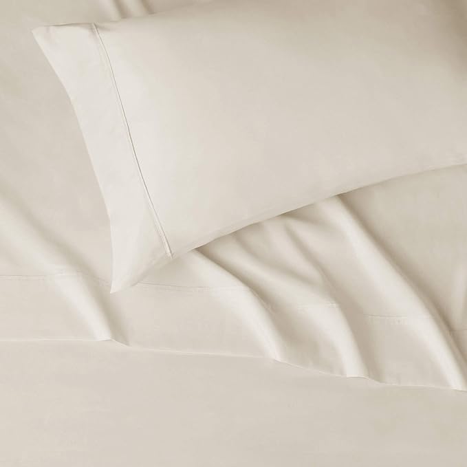 Amazon Basics Lightweight Super Soft Easy Care Wrinkle Free Microfiber 3 Piece Bed Sheet Set with 14-Inch Deep Pockets, Twin, Beige, Solid, Kids, Men & Women Bedding