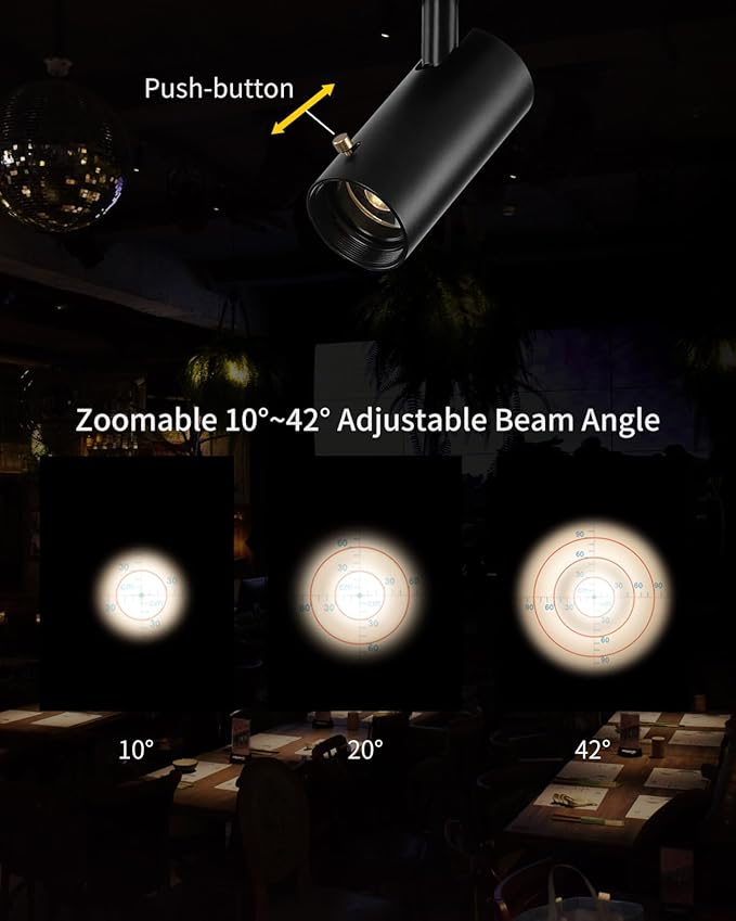LED Ceiling Spot Light, 3W Cob Zoomable Spotlight, Small Angle Free Adjustable Ra>90, Aluminum Accent Lamp for Coffee Shop Restaurant Bar Lighting