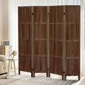 4 Panel Room Divider, 5.6Ft Wood Room Dividers and Folding Privacy Screens, Room Divider Wall Freestanding Room Partitions, Room Dividers Screen for Home Office Bedroom, Dark Brown