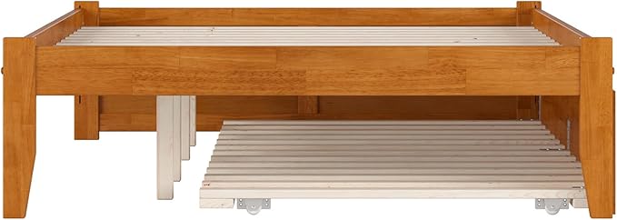 AFI Concord Full Solid Wood Platform Bed with Footboard & Twin Trundle in Light Toffee