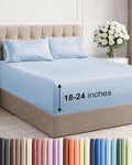 Extra Deep Twin XL Sheet Set - 4 Piece Breathable & Cooling Sheets - Hotel Luxury Bed Sheets Set - Easy & Secure Fit - Soft, Wrinkle Free & Comfy Sheets Set - Sky Blue Sheet Set w/Extra Deep Pockets