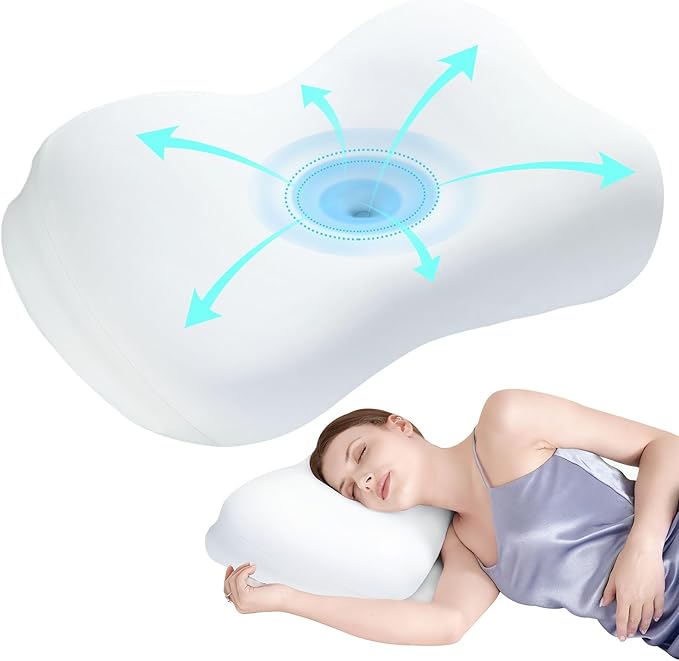 Sleep Pillow Ergonomic Contour Design Cooling Memory Foam Pillows for Neck Support, Side & Back Sleepers White