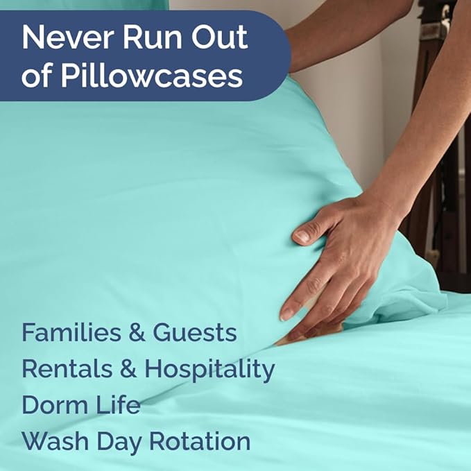Queen Pillow Cases Set of 8 - Ultra Soft Hotel Quality Pillowcase Covers - Comfy, Cozy & Wrinkle Free - Shrink, Stain and Fade Resistant - Machine Washable Pillow Protectors - 8 Piece Set - Spa Blue