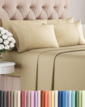 Cal King 6 Piece Sheet Set - Cooling, Comfy & Breathable - Hotel Luxury Bedding, Includes Fitted Sheet for Women, Men, Kids & Teens - 1 Flat, 1 Fitted Sheet, 4 Pillowcases with Deep Pockets - Beige