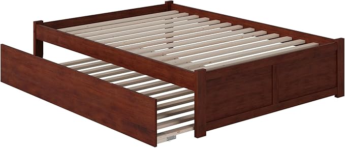 AFI Concord Full Size Platform Bed with Footboard & Full Trundle in Walnut